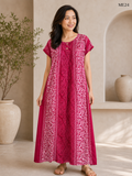 Magenta Floral Printed Button Maxi Dress-ME24