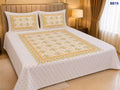 Luxury Mustard Green Geometric Block Bedsheet-BB15