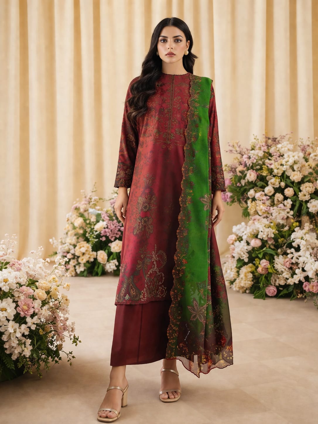 Luxury Digital Printed Lawn Three Piece Set -C194