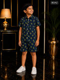 Boys’ Navy Pineapple Print Shirt & Shorts Set-BO42