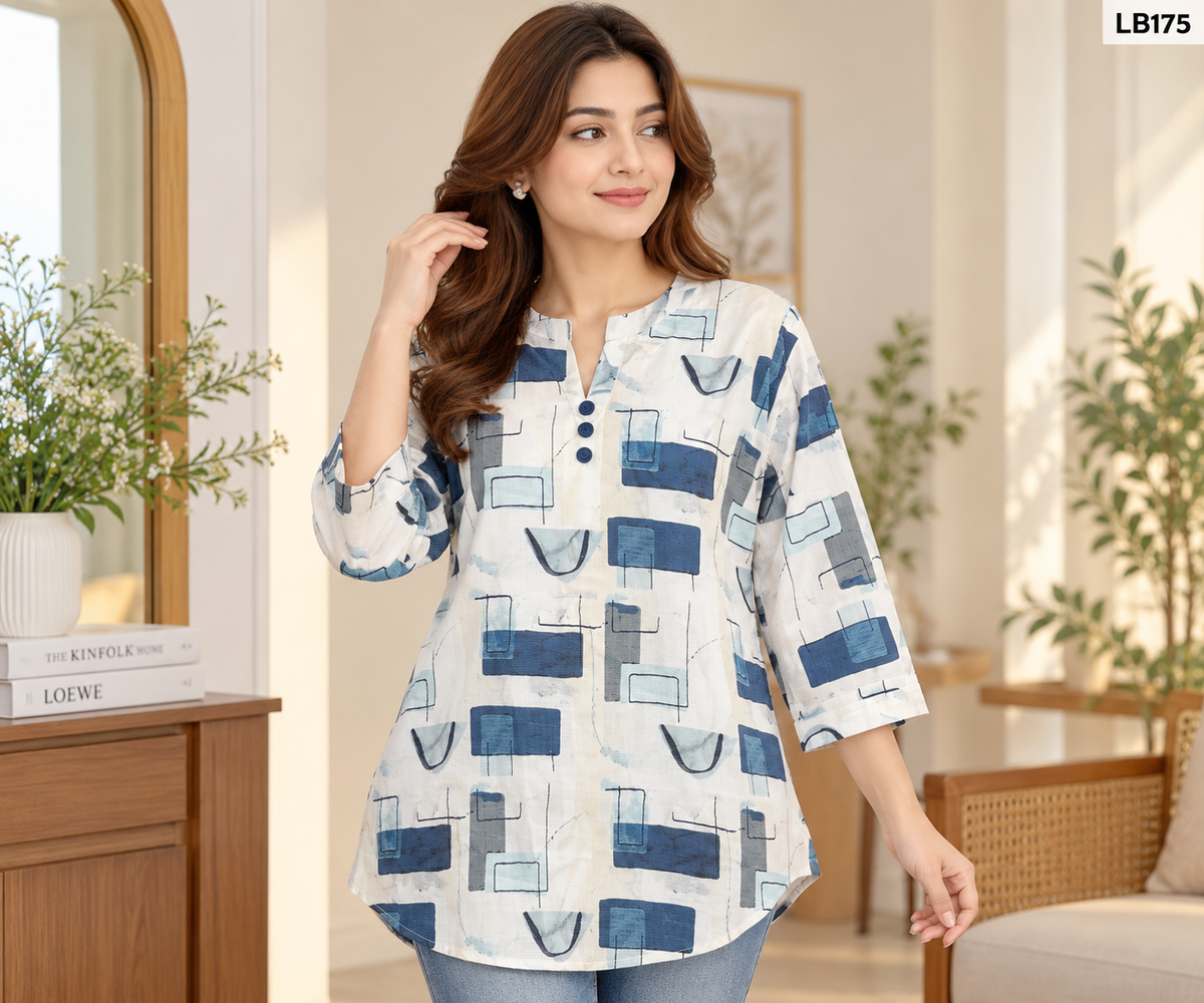 Premium Ladies Printed Three-Quarter Sleeve Tops - LD175