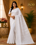 Pearl White Jamdani Saree-JS30