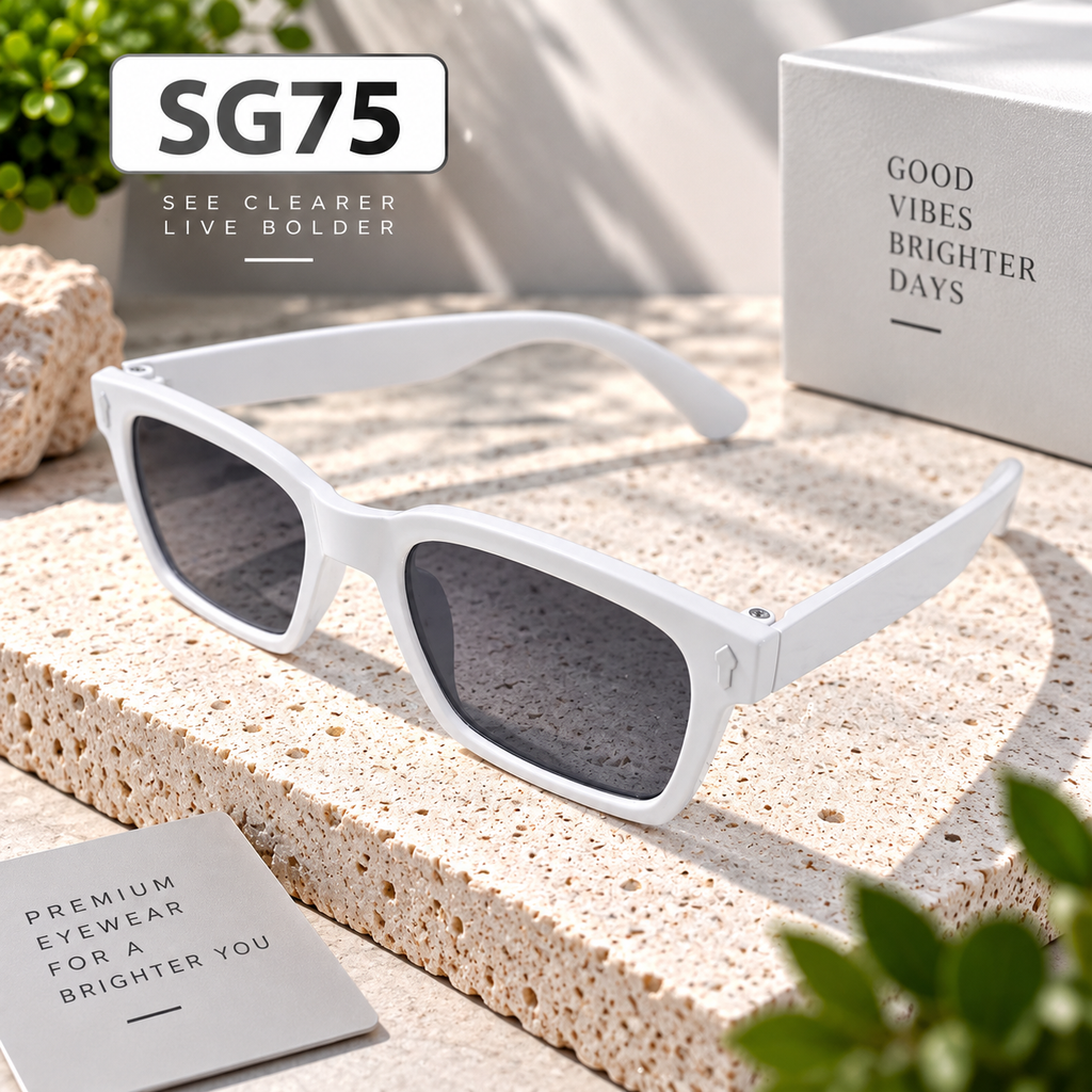 Premium Kids White Square Sunglasses – SG75