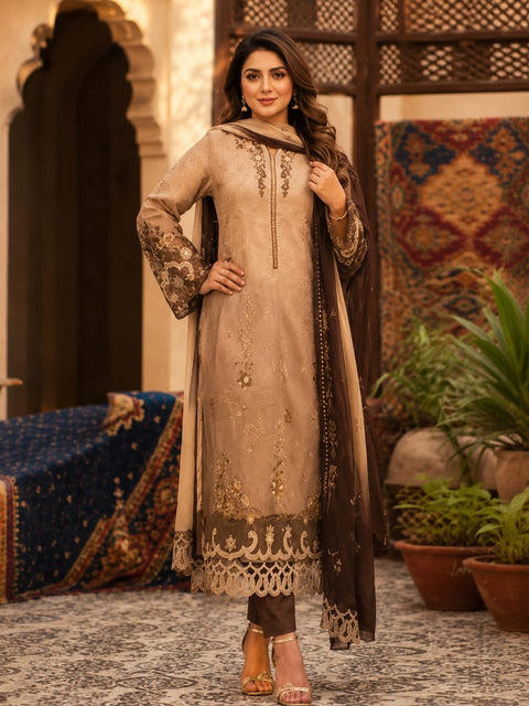 Royal Heritage Embroidered Three Piece Set-C456