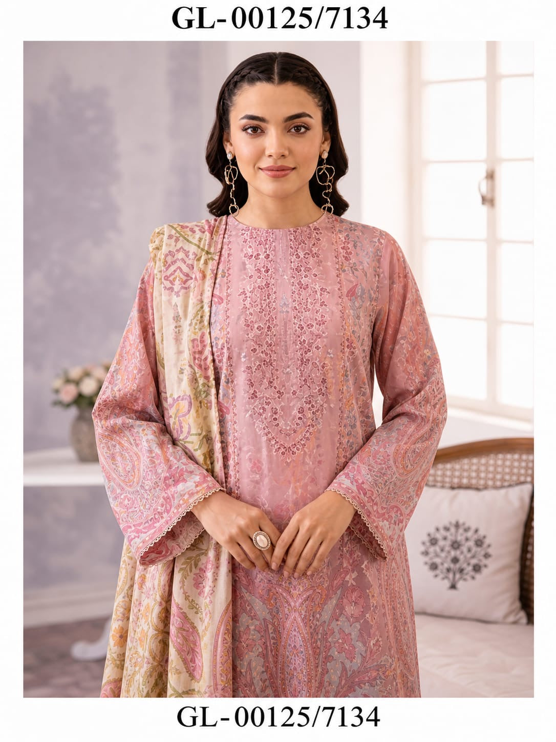 Luxury Digital Printed Lawn Three Piece Set -C262