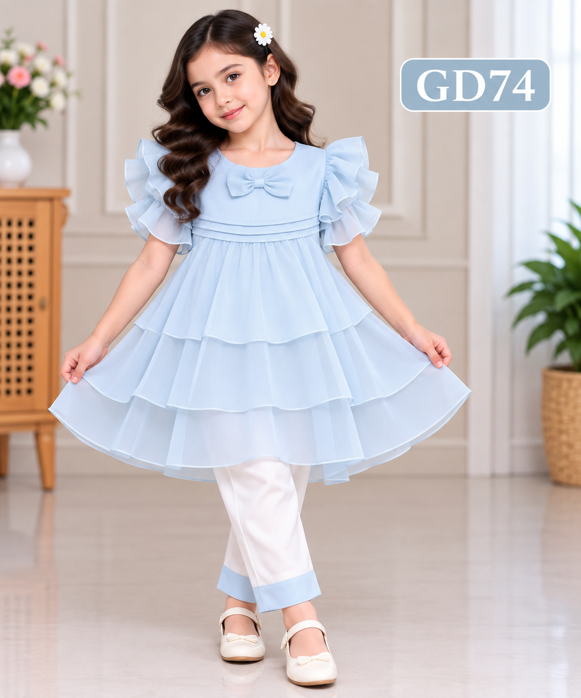Premium Girls Layered Ruffle Top & Pant Set – GD74