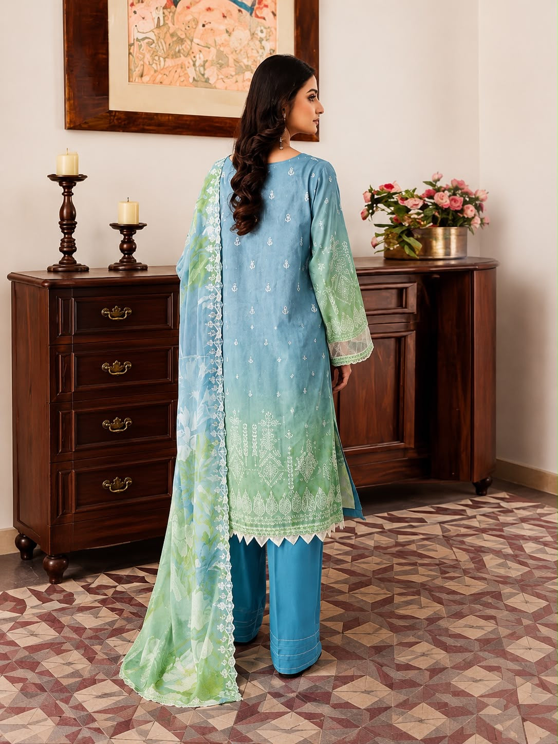 Luxury Digital Printed Lawn Unstitched Three Piece Set -C540