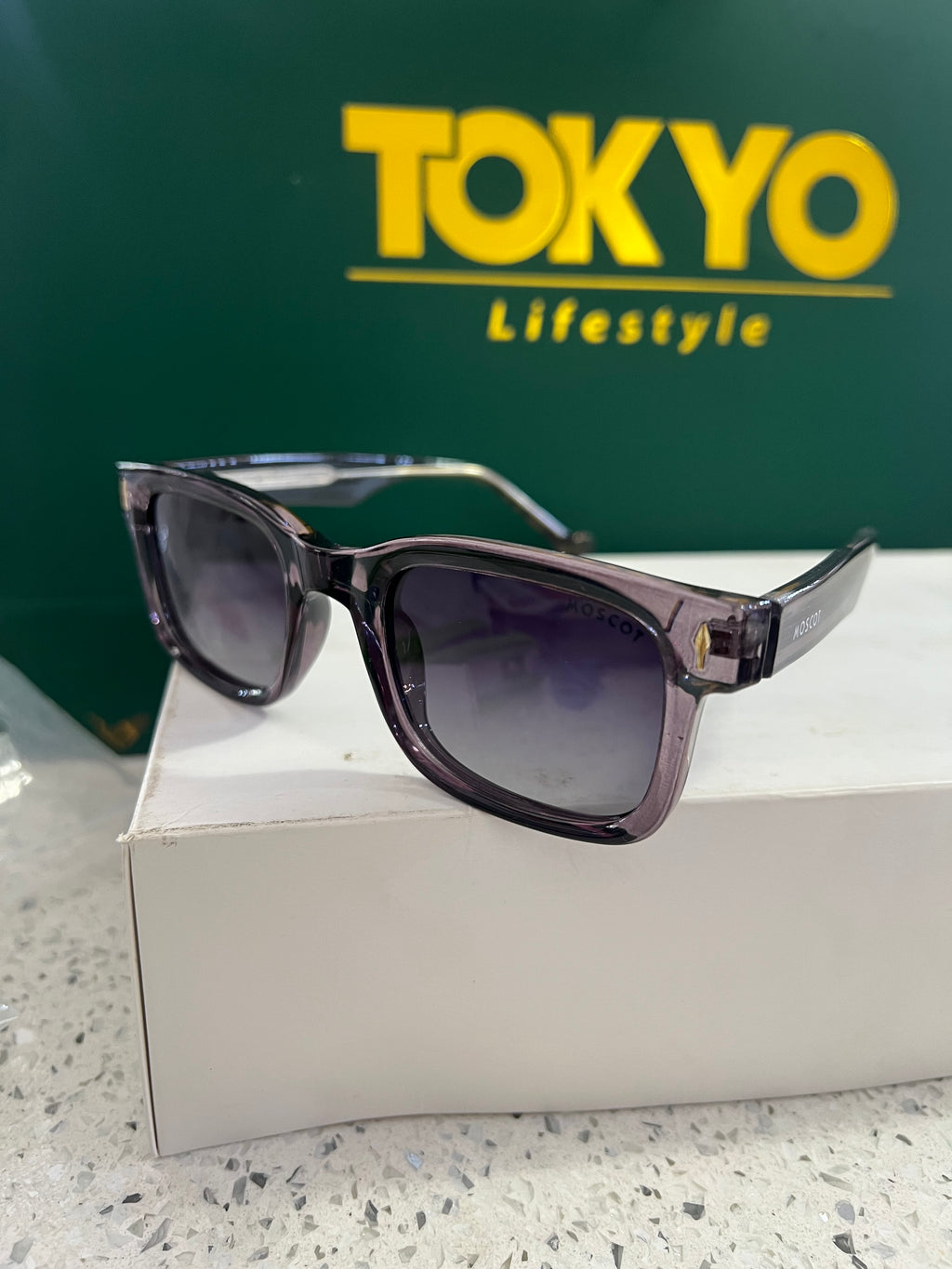 Premium Transparent Purple Square Sunglasses – SG105