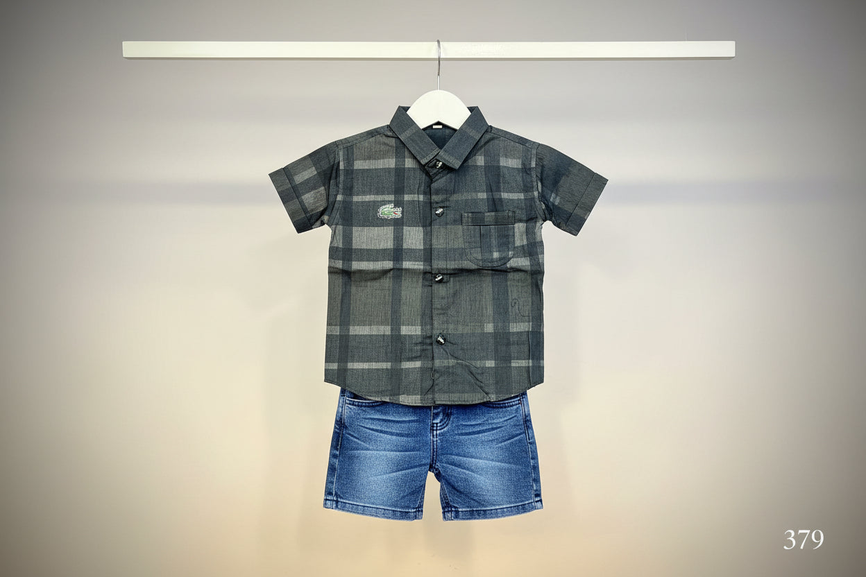 Boys Premium Printed Shirt & Denim Pant Set-379