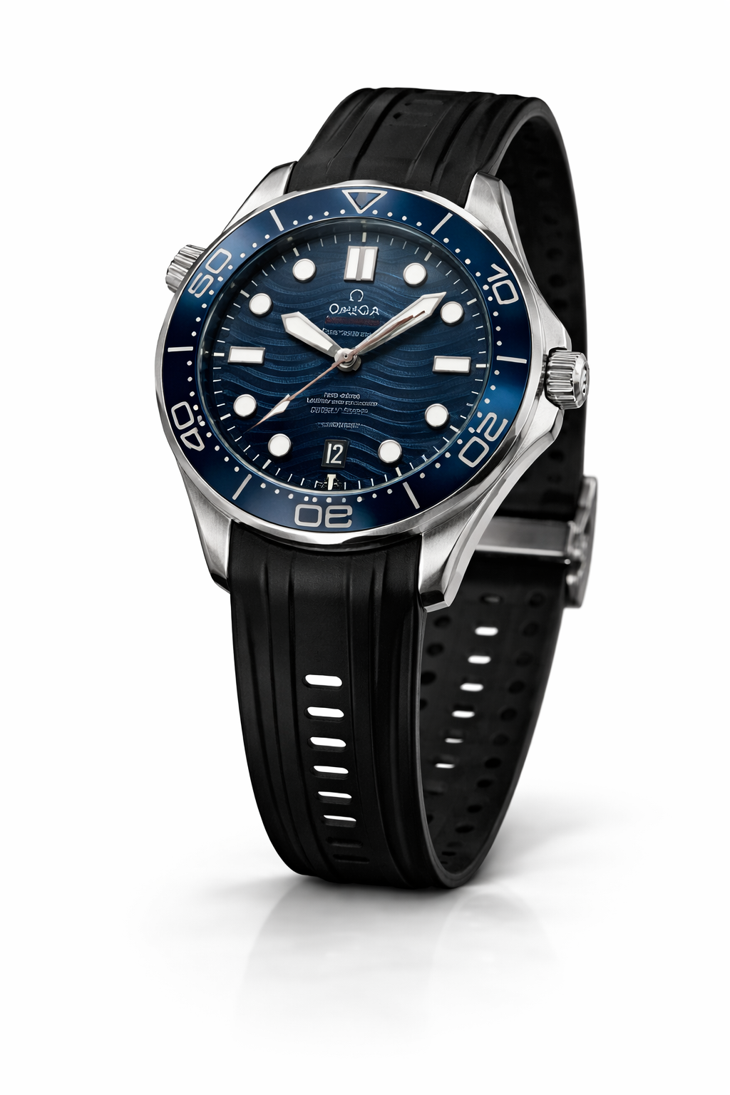 Luxury Dive Watch – Blue Dial with Black Rubber Strap 789