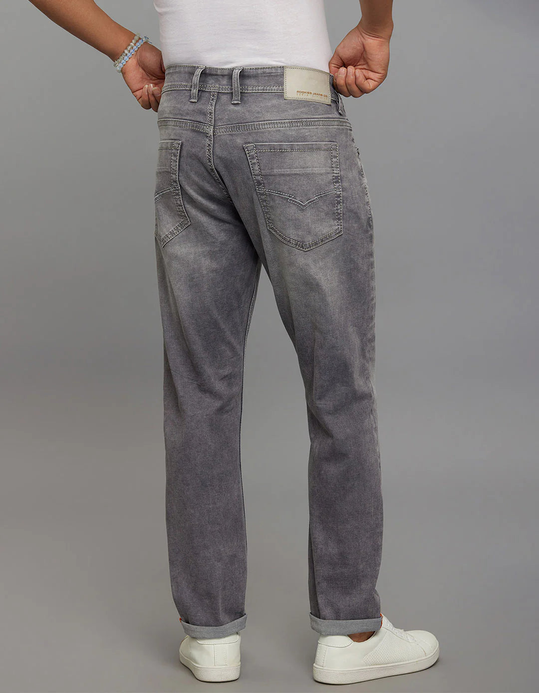 Grey 5 Pocket Low-Rise Ankle Length Stretch Jeans RJ6279