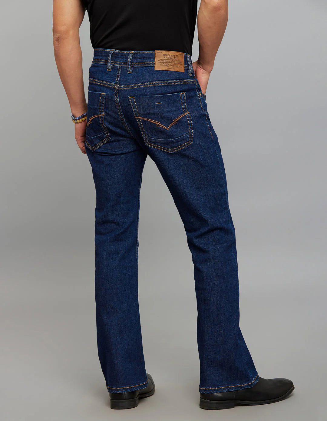 Rookies Mid-Rise Cropped Length Loose Bootcut Jeans - Dark Blue RJ6389