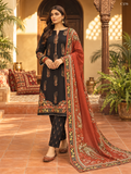 Premium Women's Black & Rust Red Paisley Printed Three Piece Set – C576