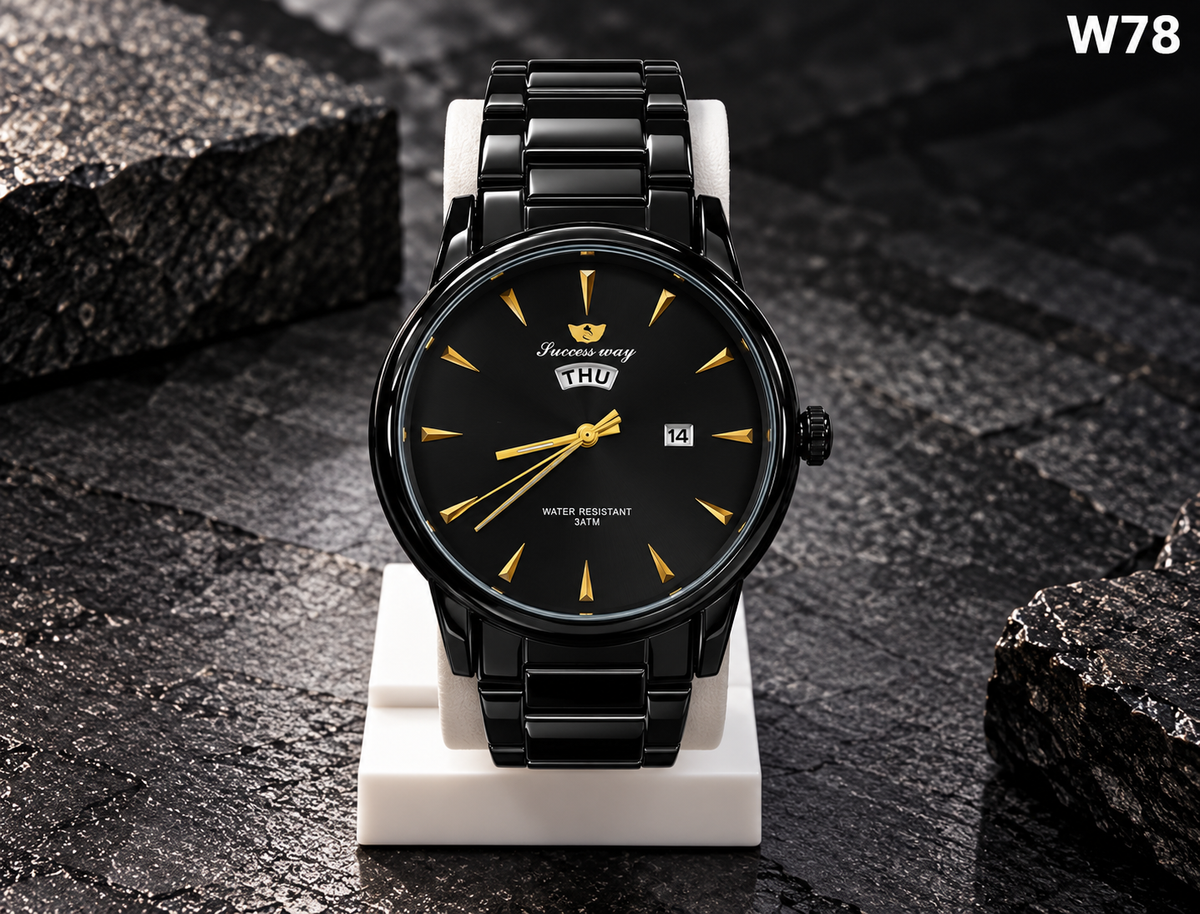 Men's Premium Elegant Stainless Steel Analog Day & Date Display Watch – W78