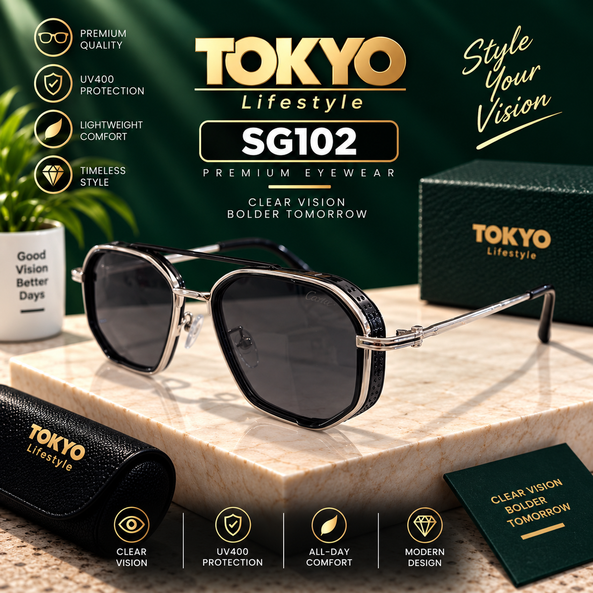 Premium Double-Frame Square Sunglasses – SG102