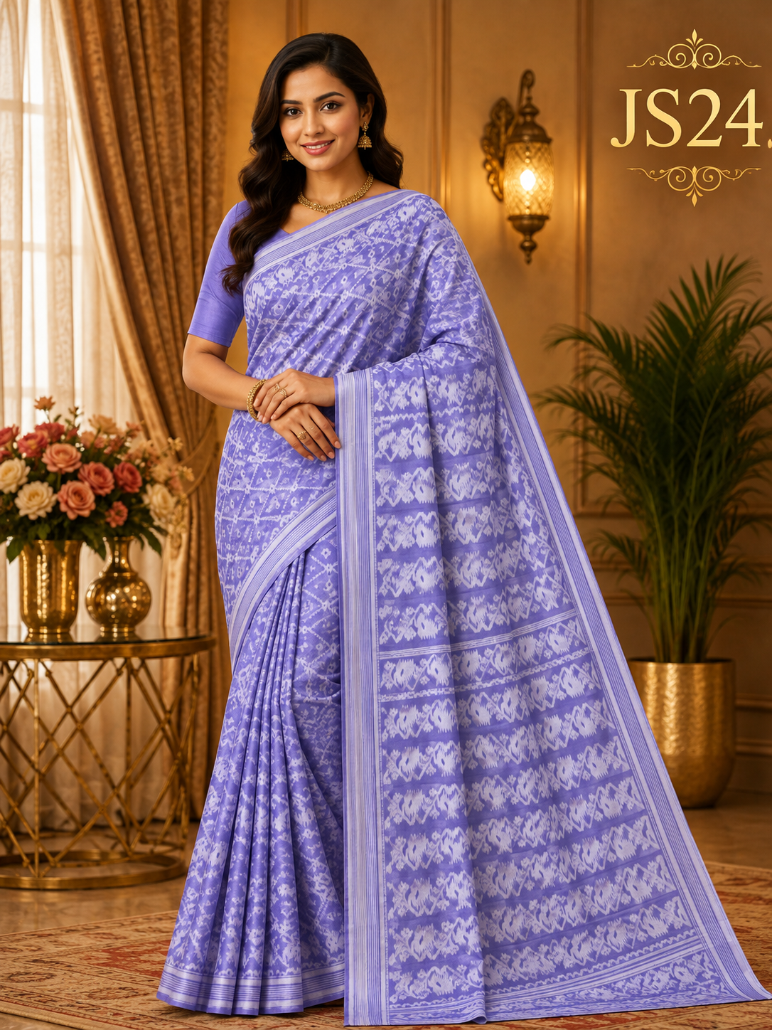Periwinkle Blue Jamdani Saree-JS24