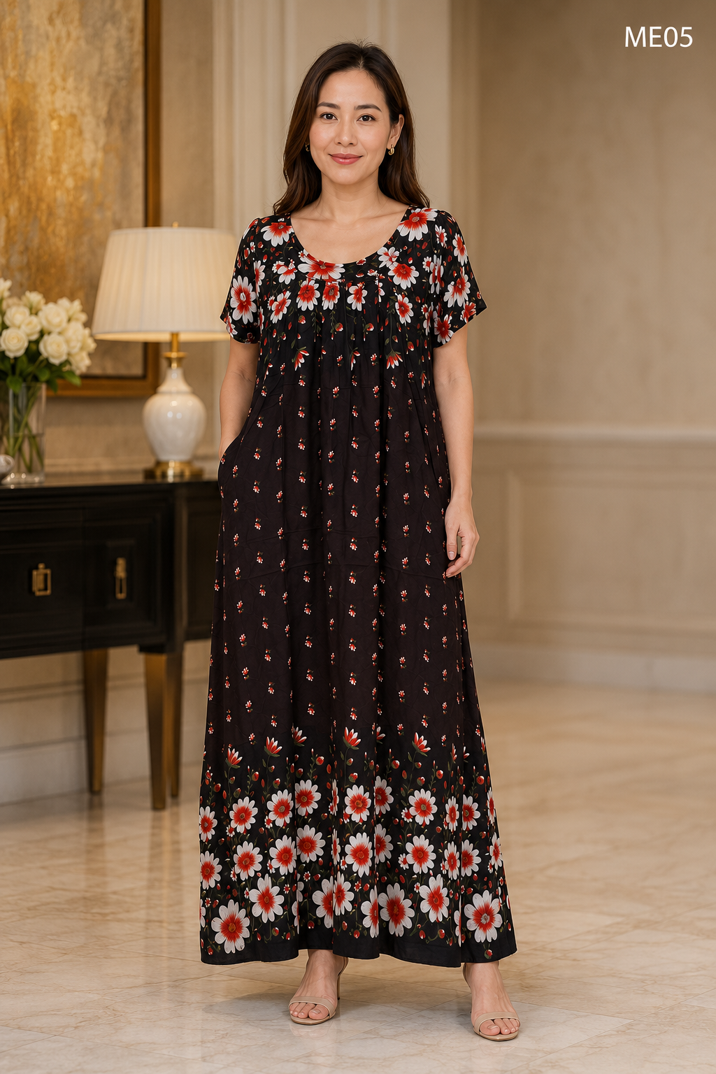 Daisy Printed Maxi Dress-ME05
