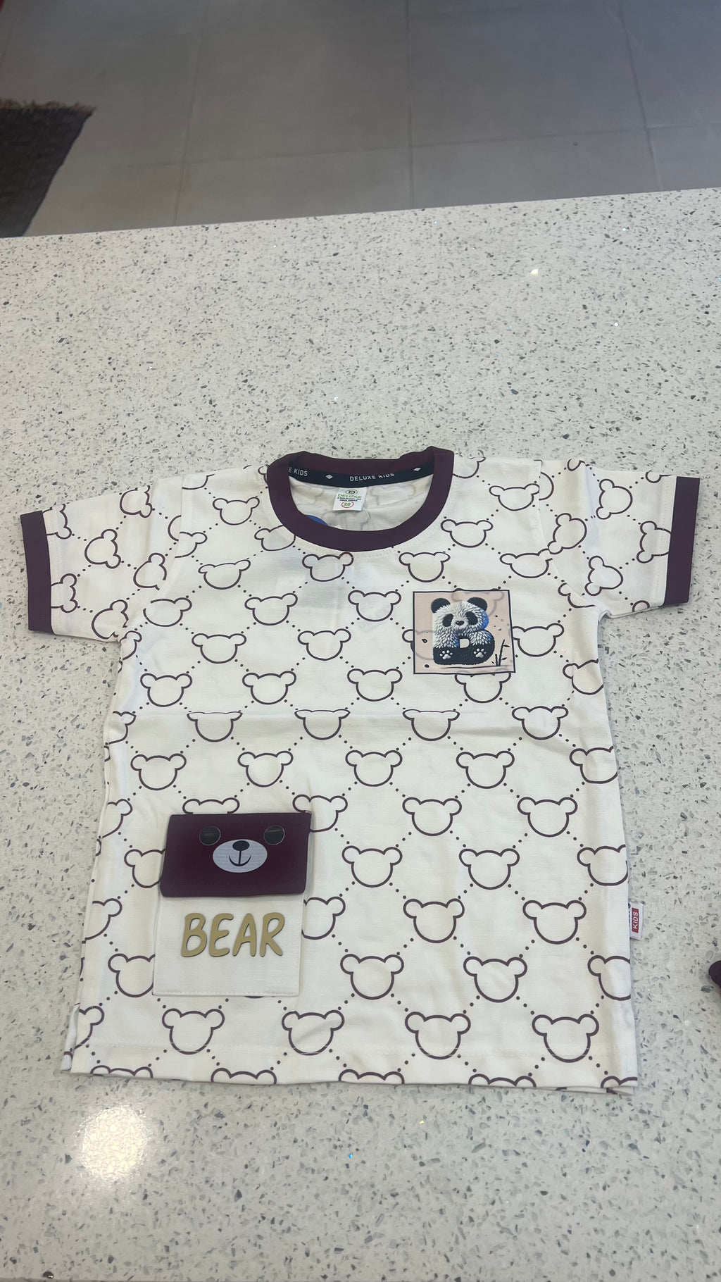 Premium Boys Bear Print T-Shirt & Shorts Set-BO280