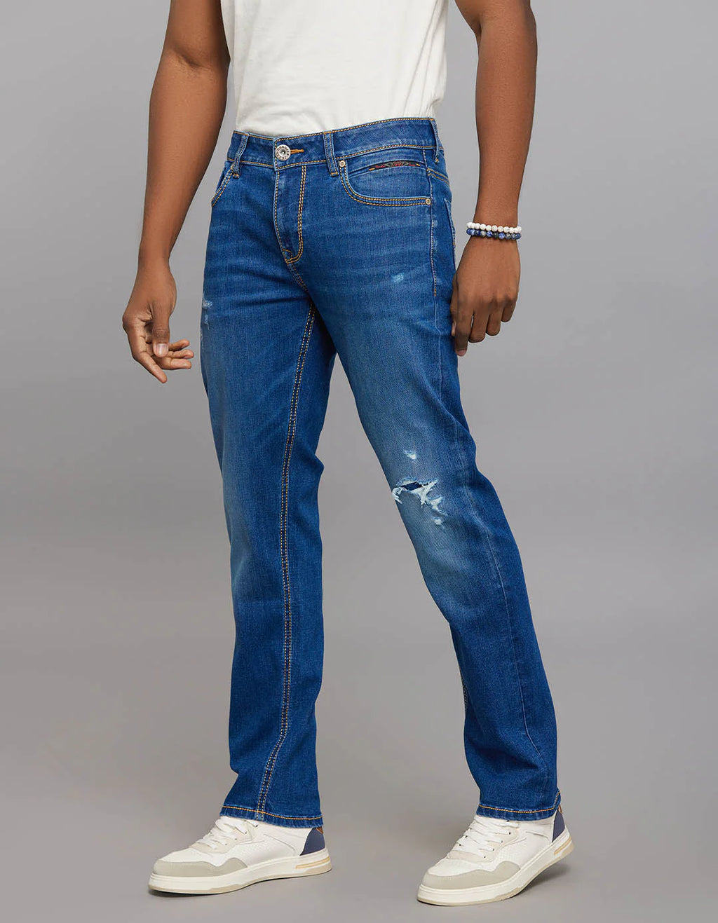 Rookies Mid-Rise Straight Comfort Stretch Jeans - Medium Blue RJ6382