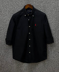 Premium Solid LOGO Oxford Cotton Shirt RLS Black 205