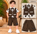 Premium Boys Bow Tie Waistcoat, Printed Shirt & Matching Shorts Set-BW05