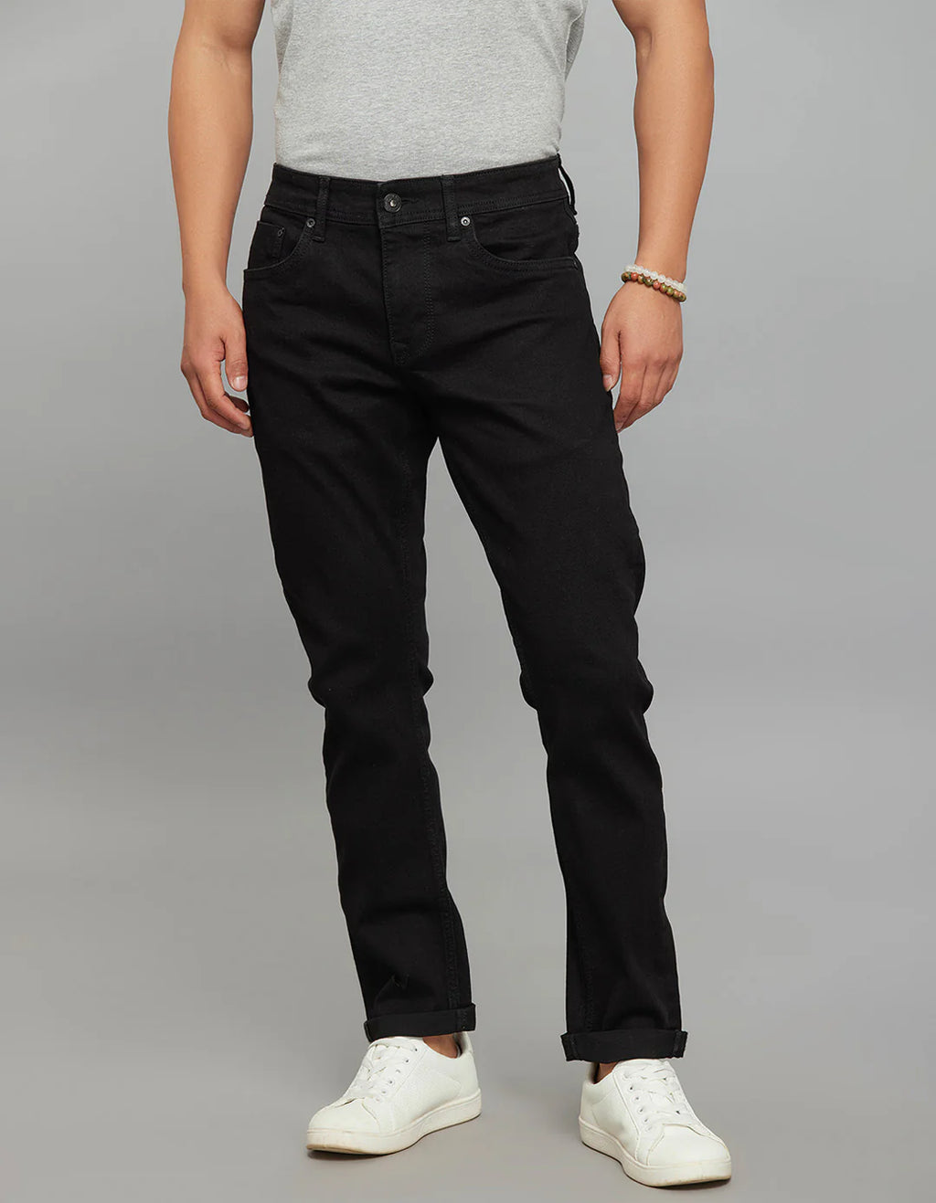 Rookies Denim Tapered Ankle-Length Stretch Jeans - Black RJ6235