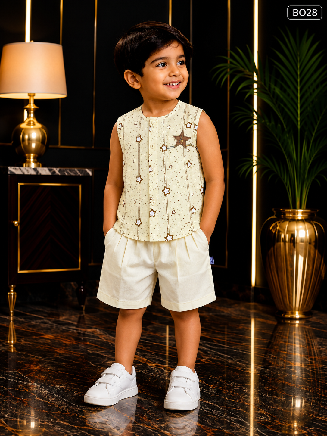 Baby Boys Star Print Sleeveless Co-Ord Set-BO28