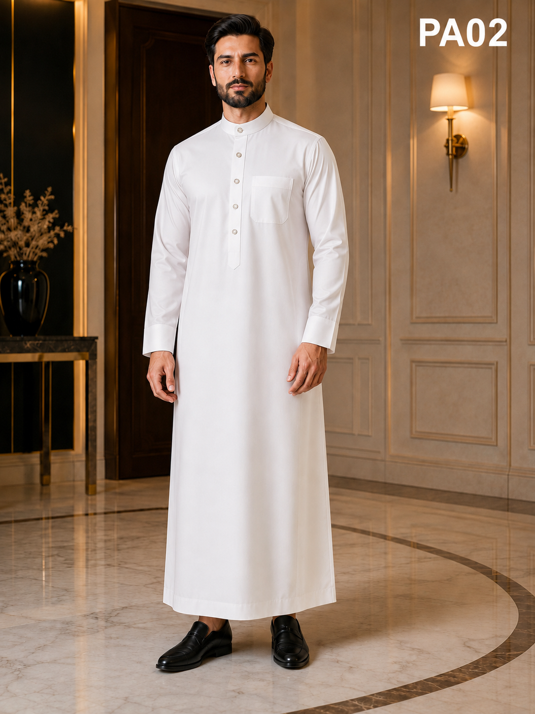 Premium White Mandarin Collar ZUBBA-PA02