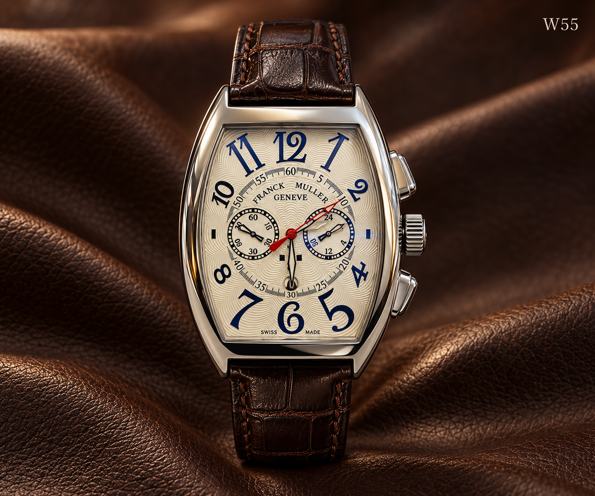 Men's Premium Tonneau Dial Analog Leather Strap Watch – W55