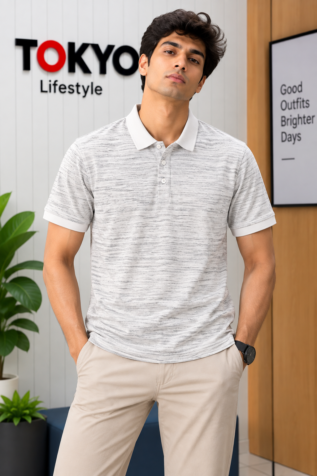 GATSBY Mens Polo T-shirt Off White 4005