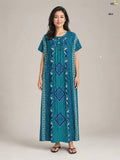 Teal Printed Button Maxi Dress-ME37