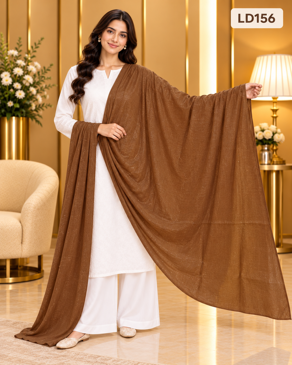 Premium Ladies Textured Shimmer Dupatta - LD156