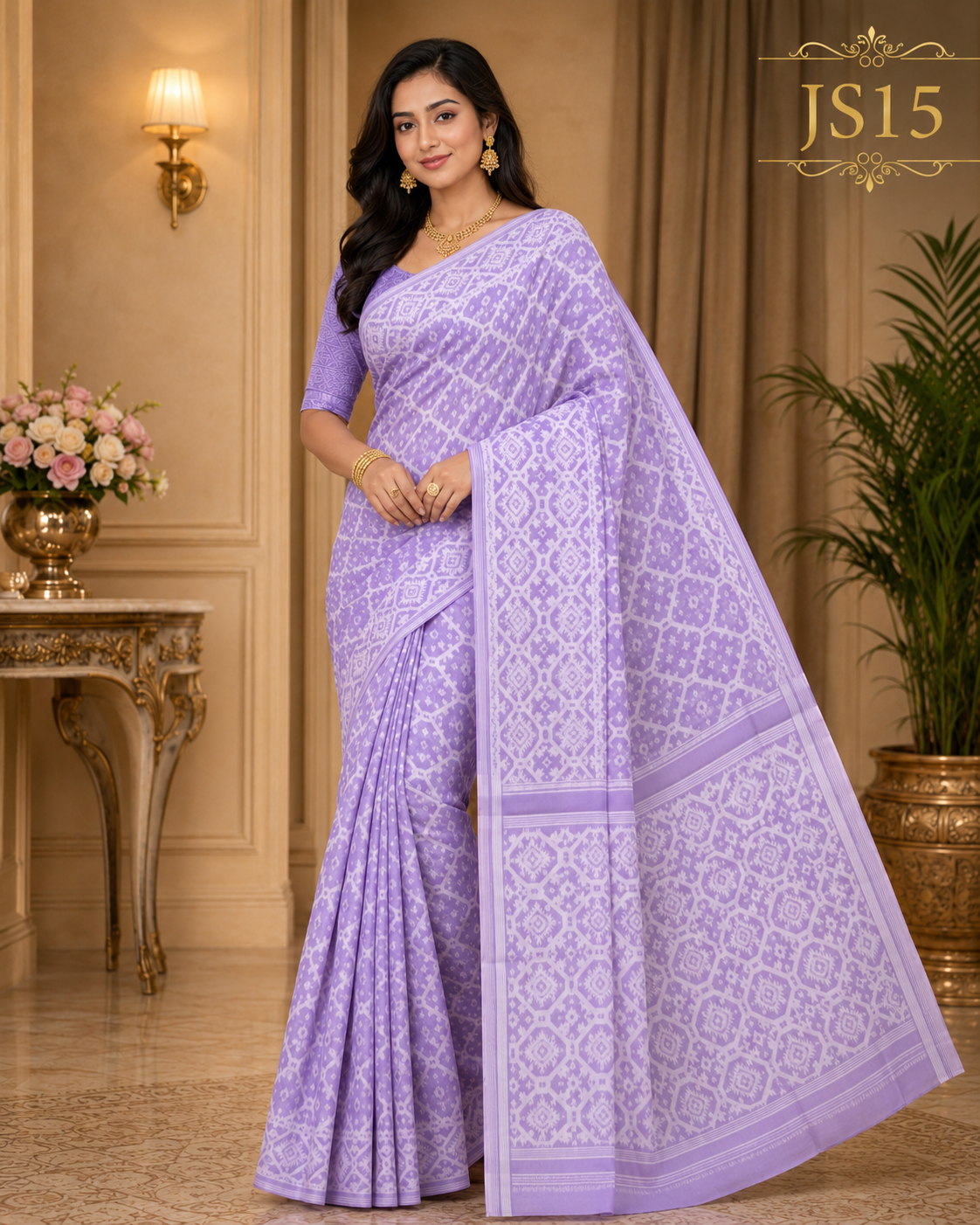 Lavender Jamdani Saree-JS15