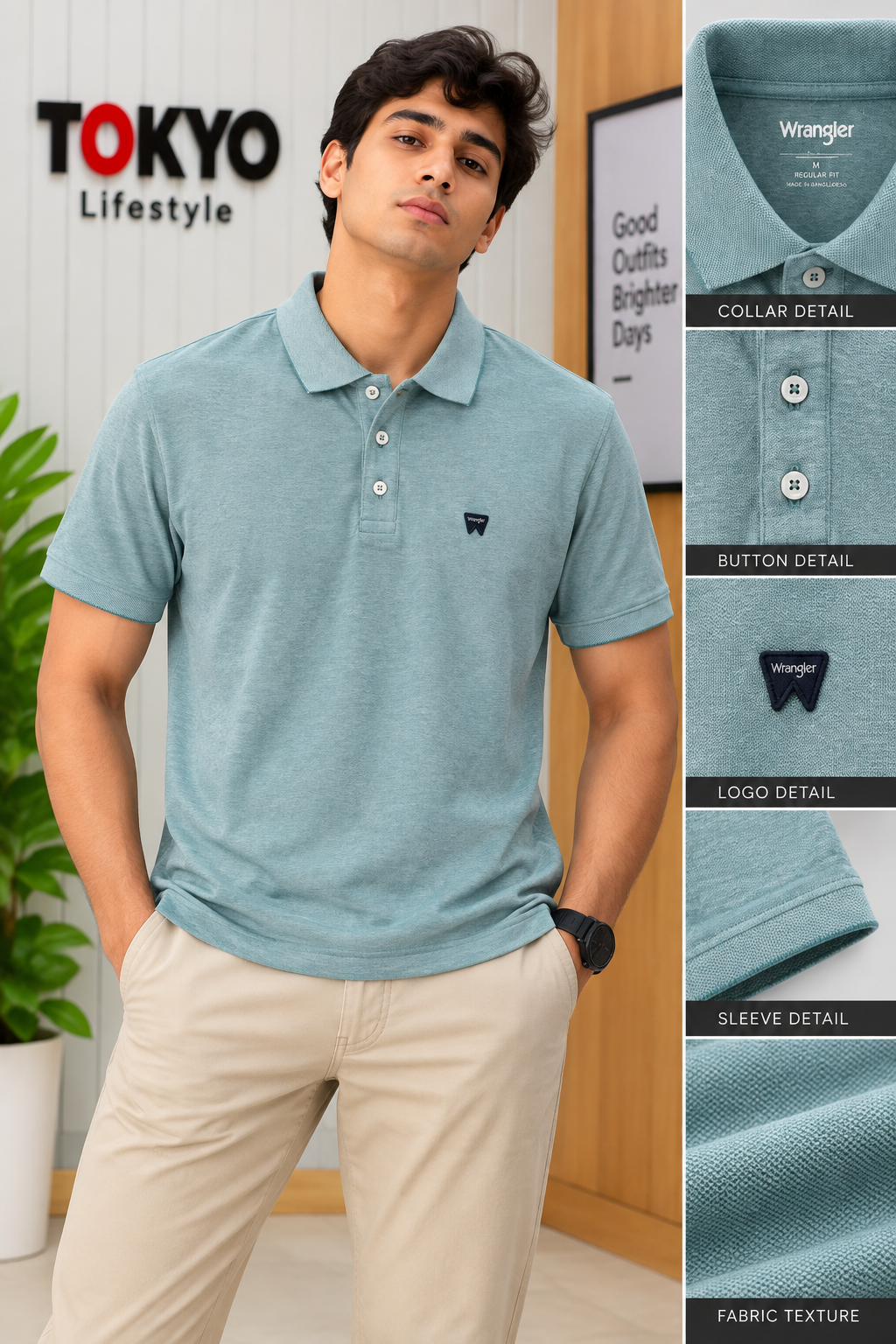 GATSBY Mans Polo T-shirt _Wrangler 1902 Teal