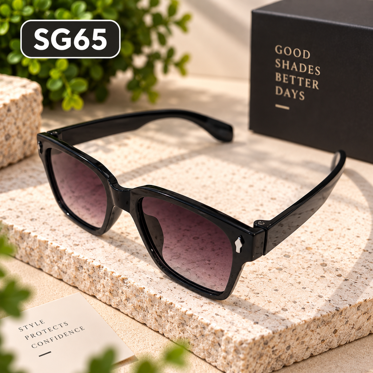 Premium Kids Black Square Frame Sunglasses – SG65