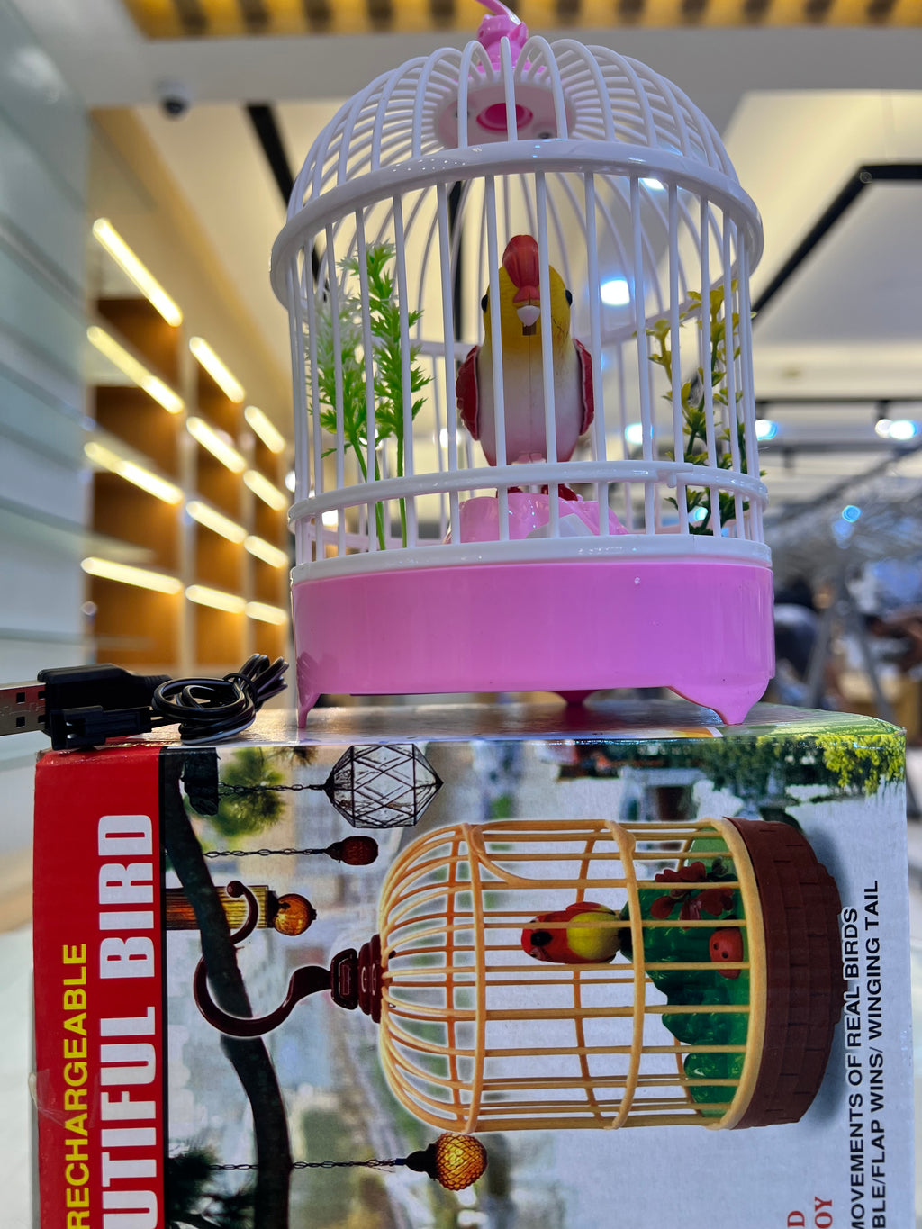 Rechargeable Beautiful Bird in Cage – Moving & Singing Toy