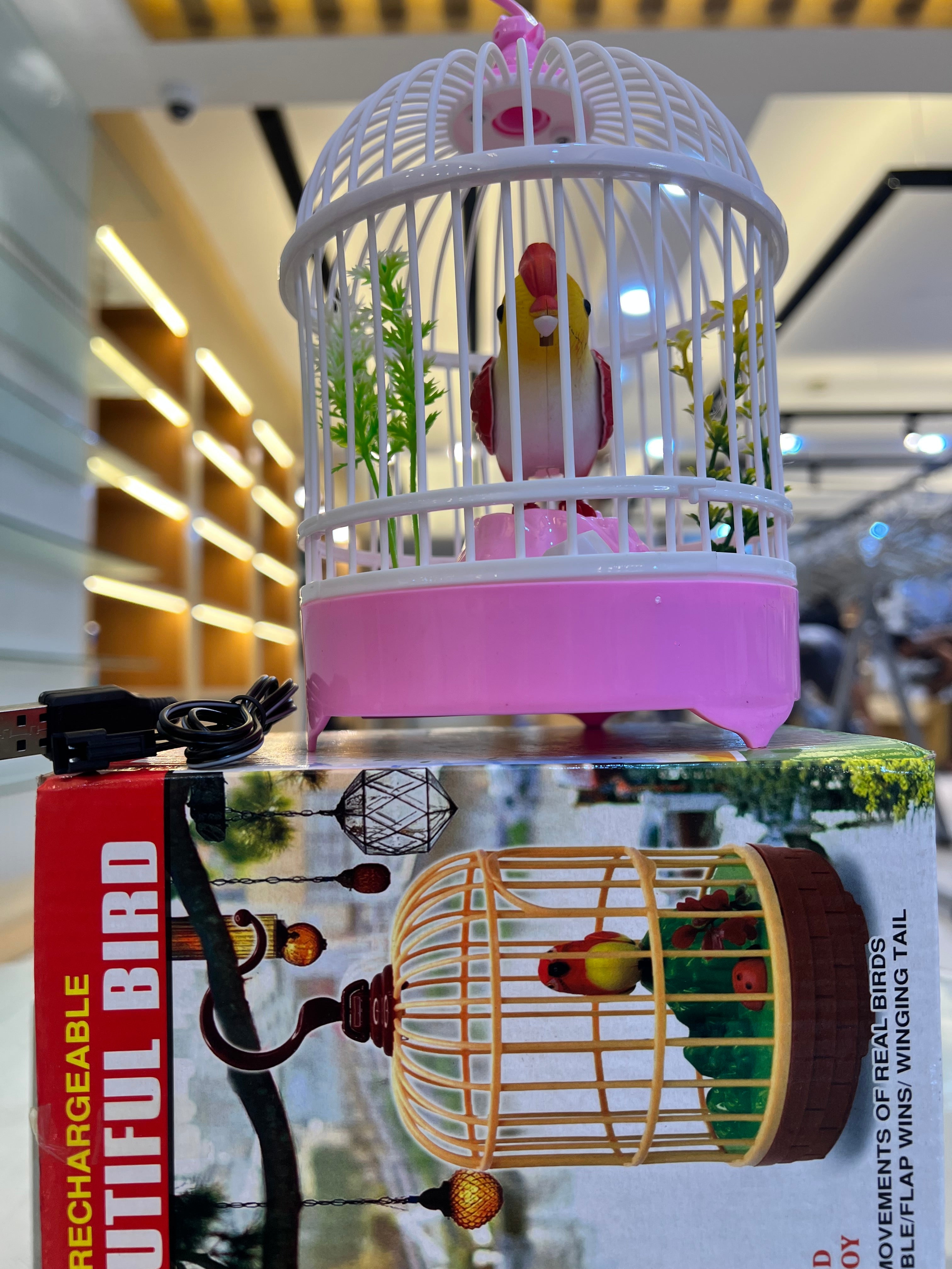 Rechargeable Beautiful Bird in Cage – Moving & Singing Toy