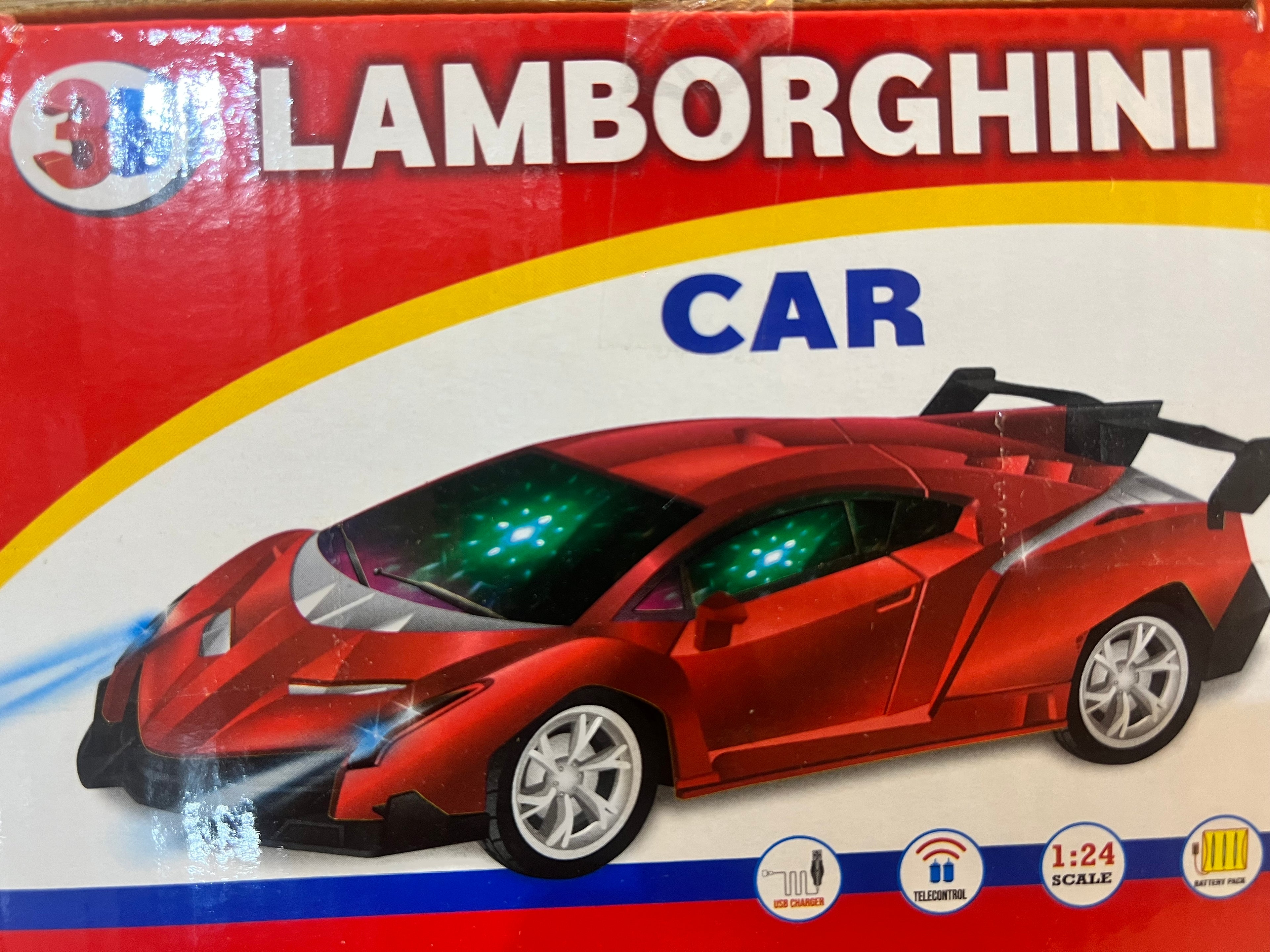 3D Lamborghini RC Car (Rechargeable, 1:24 Scale)