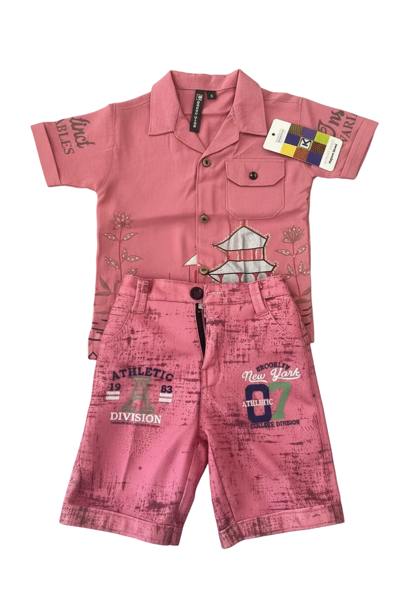 Boys Premium Stripe Shirt & Check Shorts Set B002