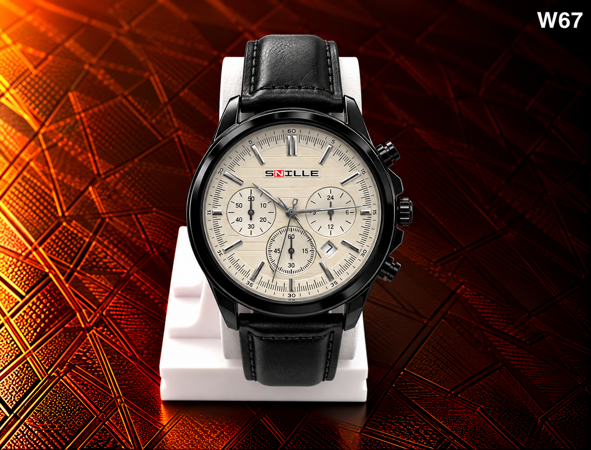 Men's Premium Multi-Dial Analog Leather Strap Watch – W67