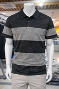 Men's Premium Textured Stripe Polo T-Shirt 090