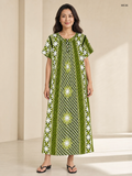 Olive Bloom Printed Button Maxi Dress-ME36