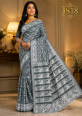 Charcoal Grey Jamdani Saree-JS18