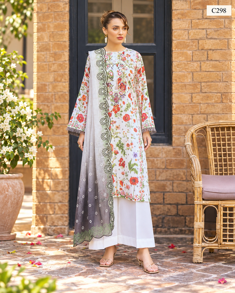 Premium Women's Floral Printed Three Piece Set – C298