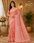 Coral Peach Jamdani Saree-JS17