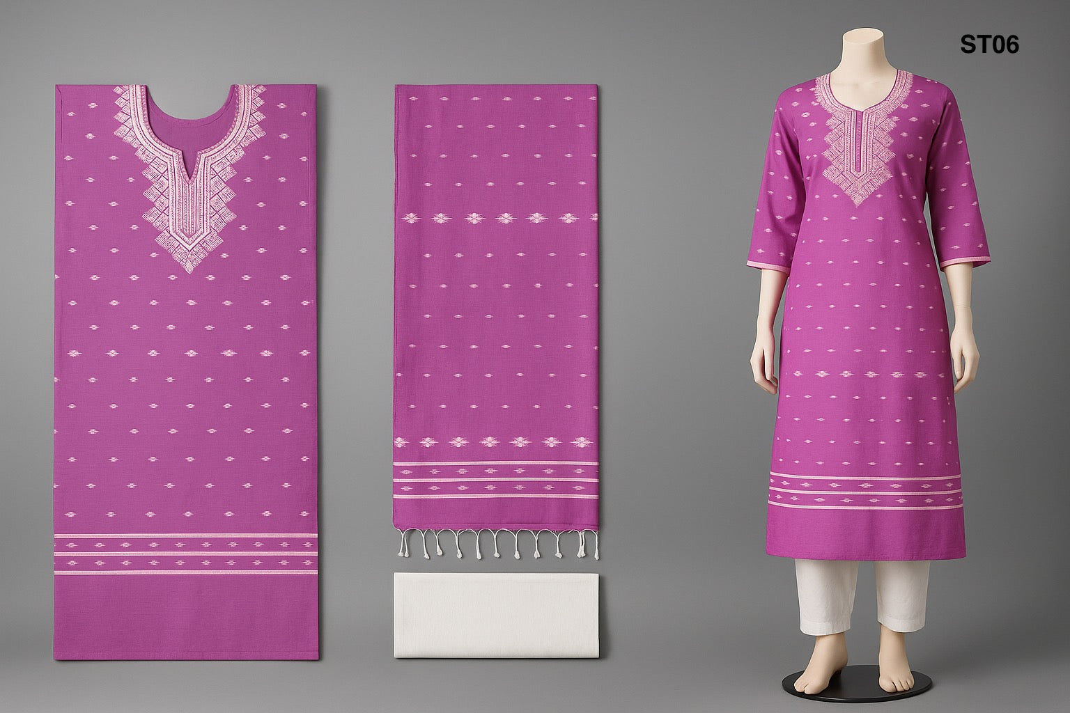 Half Silk Three Piece ST06