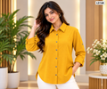 Premium Ladies Solid Textured Roll-Up Sleeve Long Shirt -LD168
