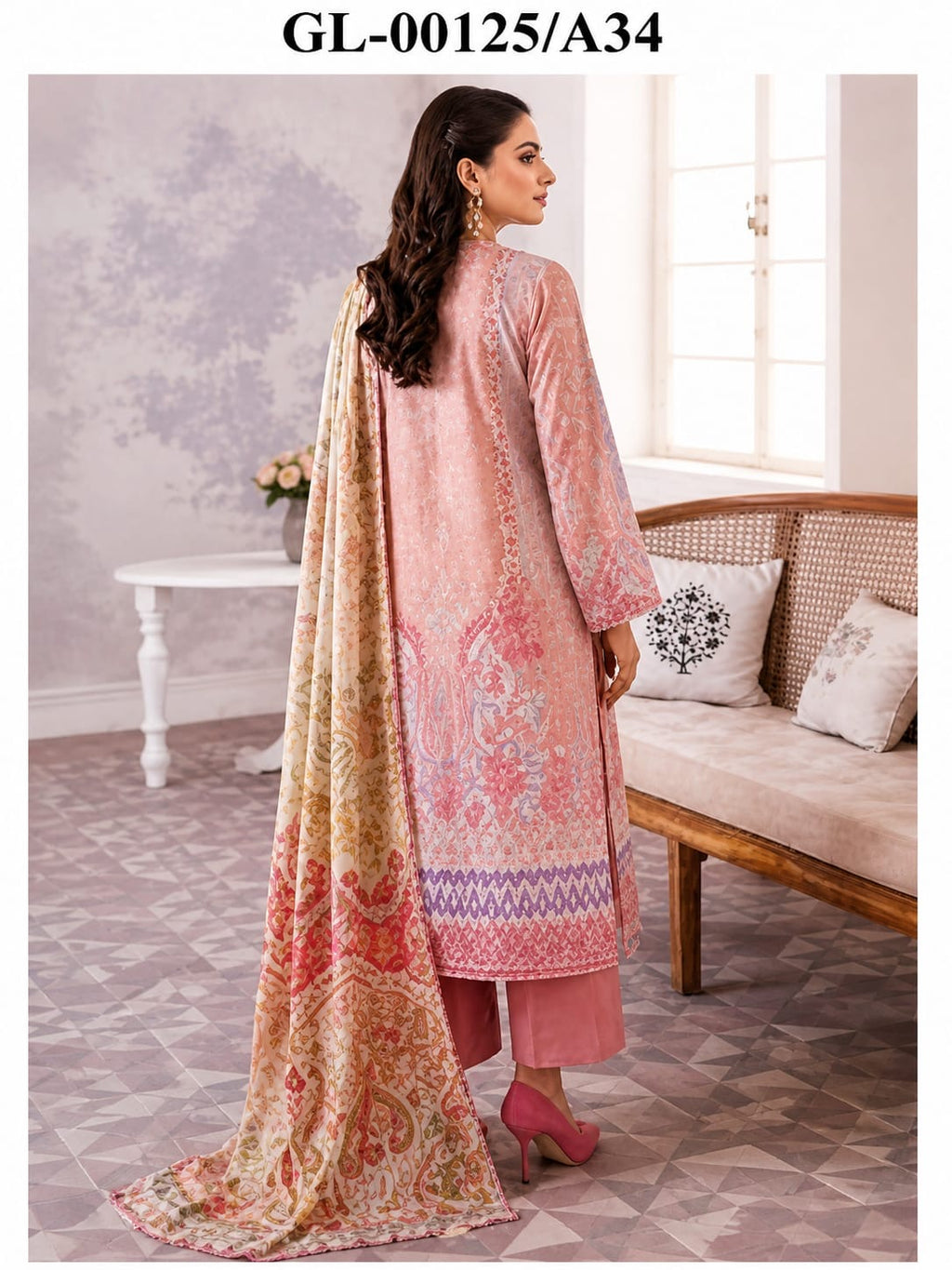 Luxury Digital Printed Lawn Three Piece Set -C262