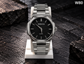 Men's Premium Textured Dial Stainless Steel Analog Watch – W80