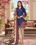 Premium Women's Navy Blue & Cream Floral Printed Three Piece Set – C582
